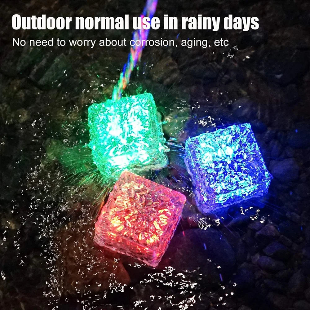 Solar ice cube LED light