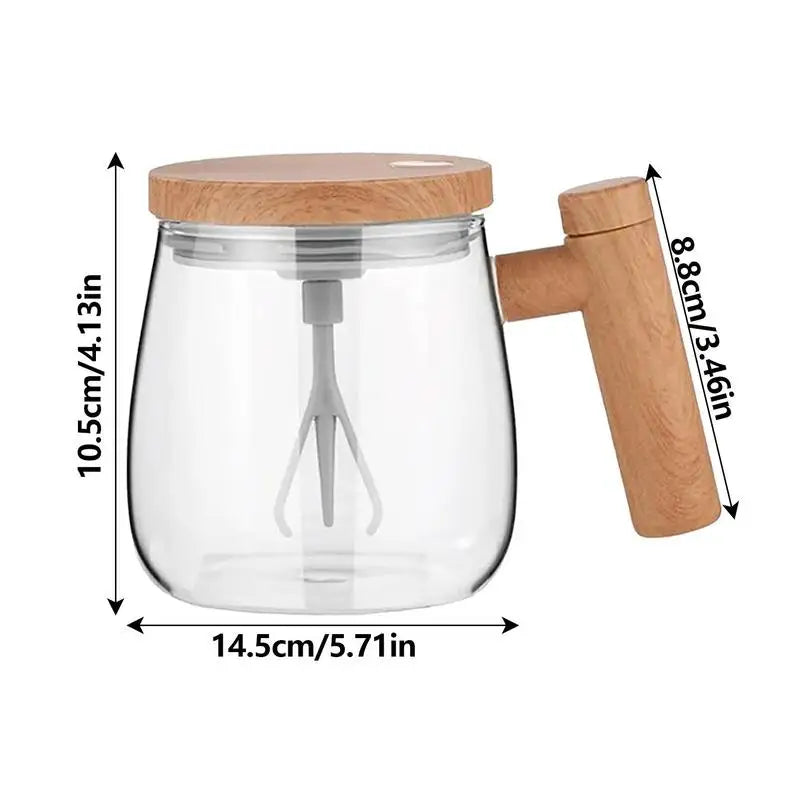 electric glass stirring cup with handle and lid