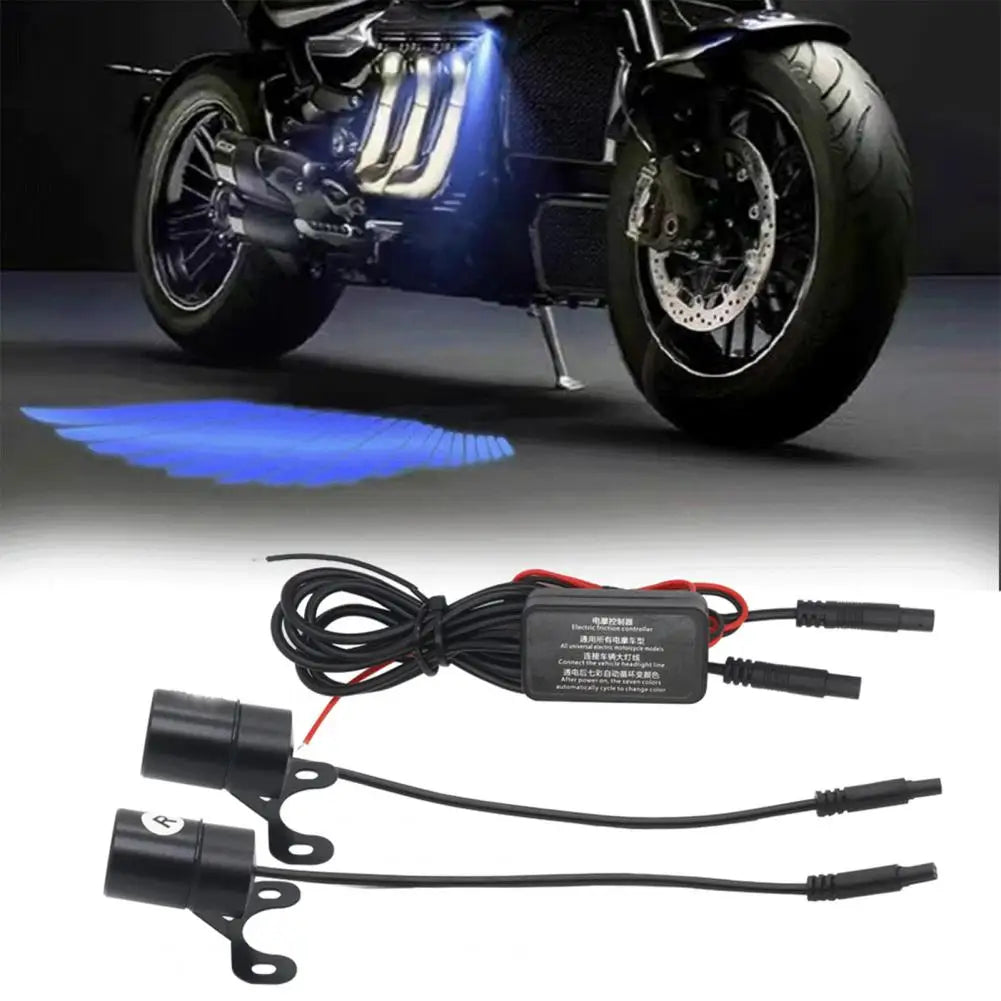 1 Pair Motorcycle Logo LED Light Motorcycle Projector Light 3W Angel Wing Logo Floodlight Waterproof Motorcycle Shadow Light