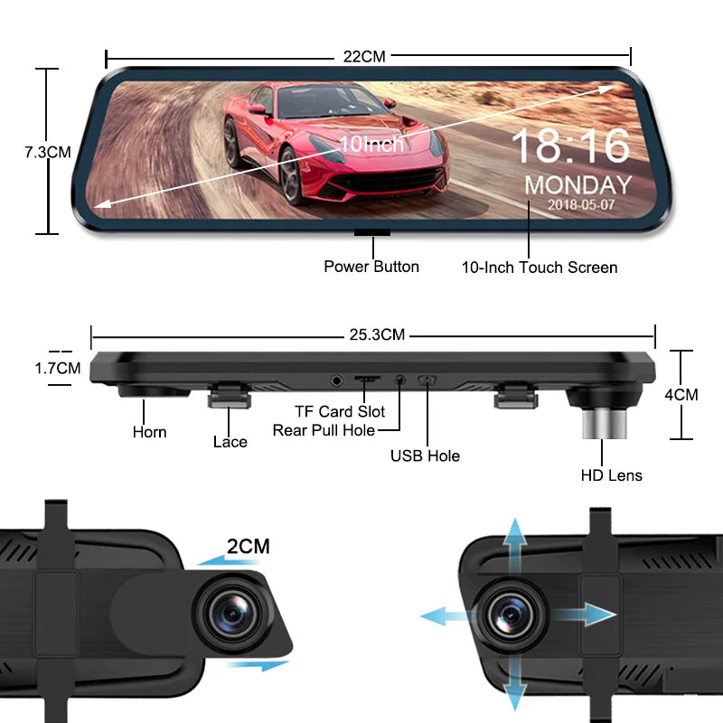 Dashcam rearview mirror camera