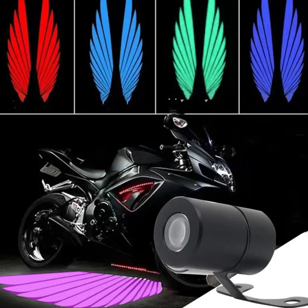 1 Pair Motorcycle Logo LED Light Motorcycle Projector Light 3W Angel Wing Logo Floodlight Waterproof Motorcycle Shadow Light